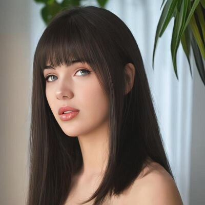 Female Cartoon B Medium-long Straight Hair Simulation Scalp