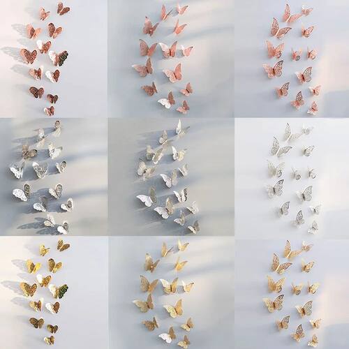12Pcs/Set Hollow 3D Butterfly Wall Stickers For Wedding Deco