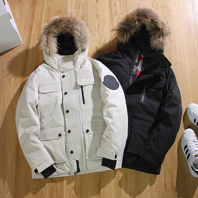 2024 Basic Men's Down Jacket Stand Collar Hooded Outdoor Dow