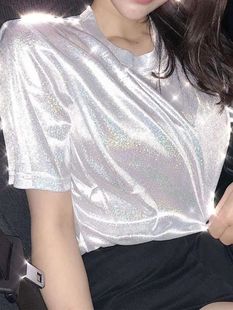 silk retro shiny ops woman bright stylish style summer New