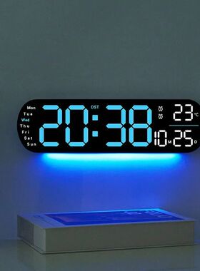 Digital Wall Clock Large LED Screen Temperature Humidity Dis
