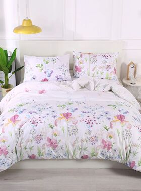 Floral Bedding Set Classic Modern Duvet ver And Pillowcase C