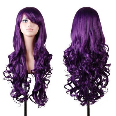 s Purple Long Curly Hair Fashion High Temperature Silk Hair