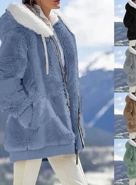 2024 Winter Fashion Women's Coat New Casual Hooded Zipper La