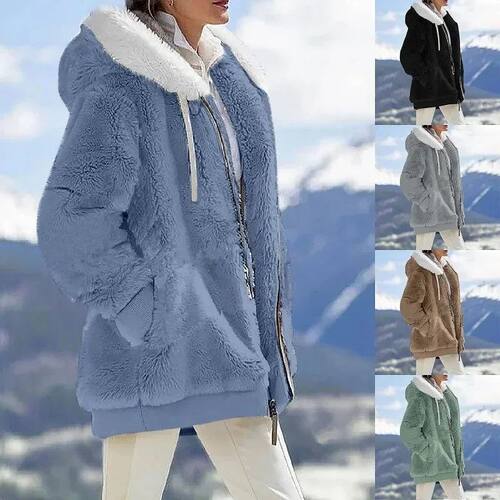 2024 Winter Fashion Women's Coat New Casual Hooded Zipper La
