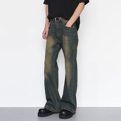 American Retro Disressed Jeans Men's High Sreet Loose Slimmi