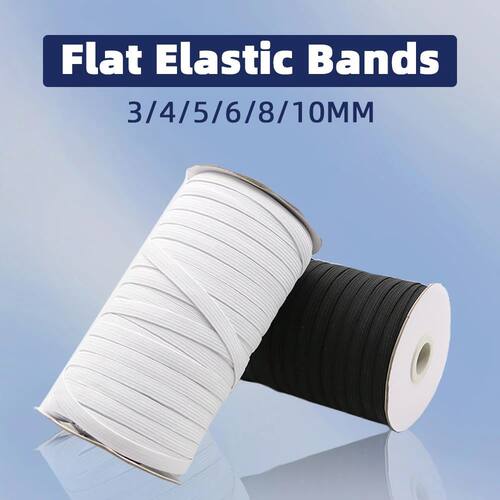3/4/5/6/8/10MM White/black Flat Elastic Bands Elastic rubber