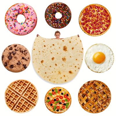 Funny Food Round Burritos Tortilla Throw Blanket For Adult B