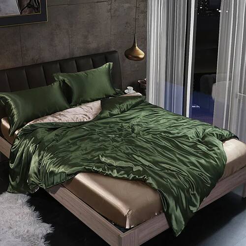 Blend Mulberry Silk Luxury Bedding Set Fitted & Flat Sheet S