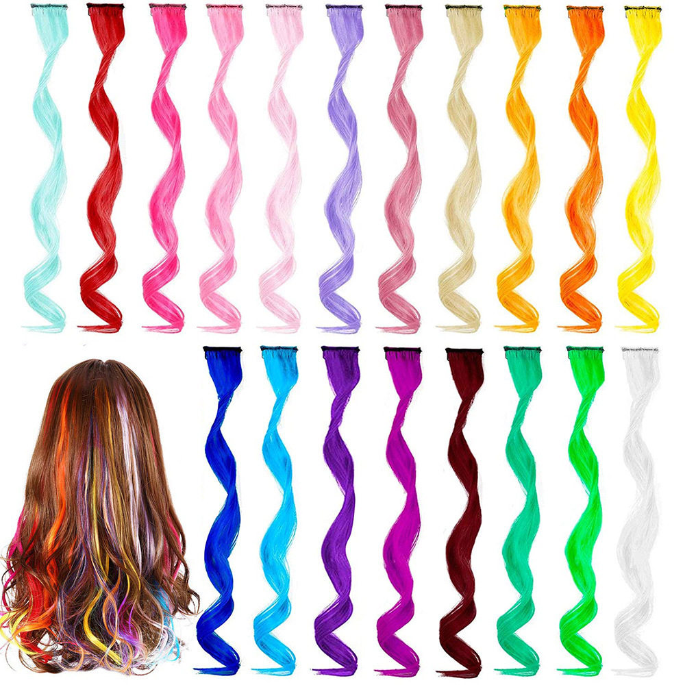lored Gradient Seamless One-clip Curly Hair Extensions One-p