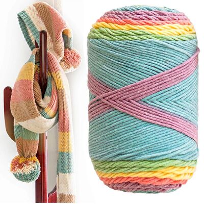 100G/Ball Rainbow Cotton Yarn Segment Dyeing 5 Ply of Milk C