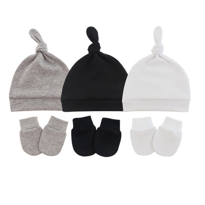 Newborn Baby Hat with Gloves Cotton Bonnet Baby Beanie Hat N