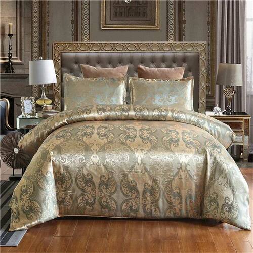 Luxury Satin Jacquard Single Double Duvet ver Set King Size
