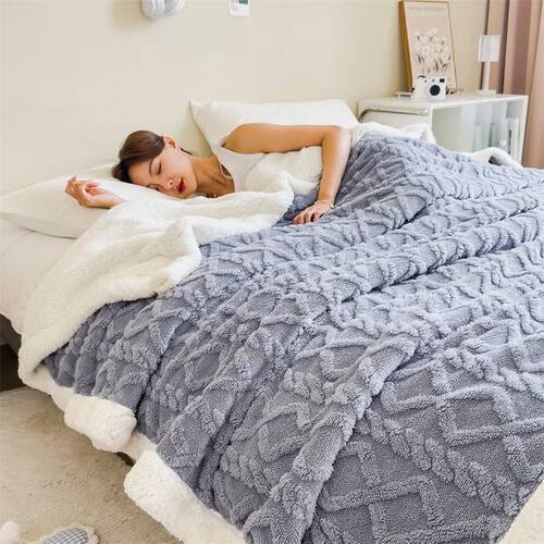 New Winter Thick Blanket Double Layer Lamb Fleece Throw Blan