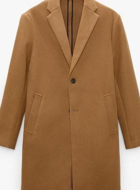 Taop&za Men's Woolen Suit Collar Mid-length Coat And Windbre
