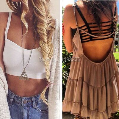Fashion Women Sexy Cutout Hollow Cross Open Back Padded Wrap