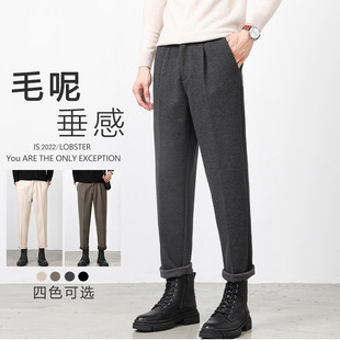 Men's Woolen Pants Korean Style Loose Trousers Slim Fit Drap
