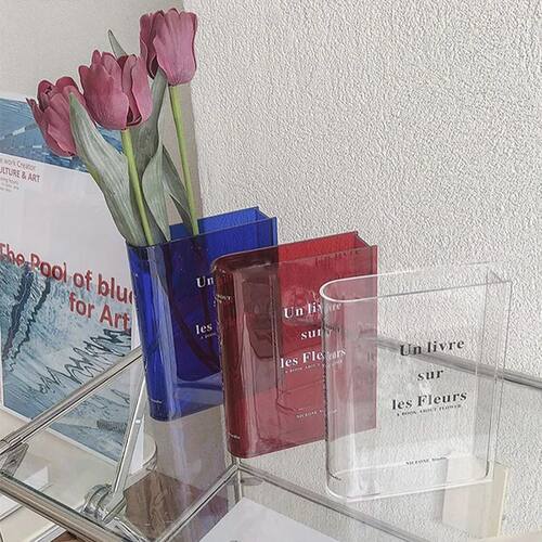 INS Creative Clear Book Flower Vase Acrylic Transparent Vase