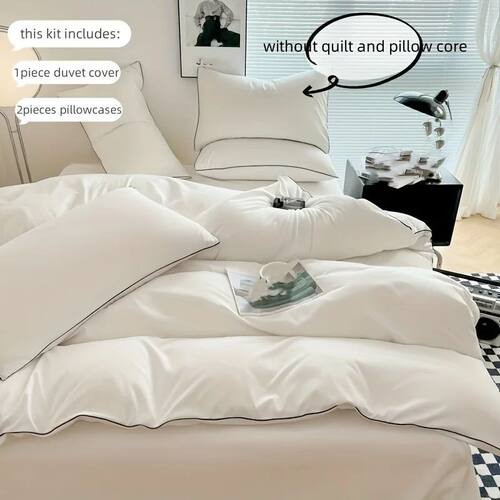3pcs  soft Duvet ver Set (1*Duvet ver + 2*Pillowcase, Withou