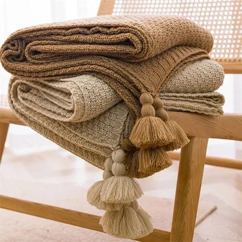 Nordic Blankets for Bed Sofa Couch Chunky Knit Bedspread Kni