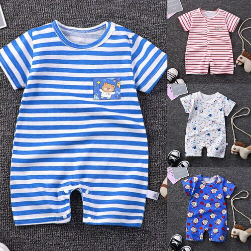 Shorts Rompers O-neck Thin Loose Full Print Short Sleeve Sum