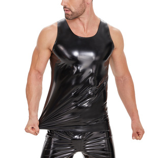 Leather Product Shiny Sexy Pvc Vest Men Mirror Leath