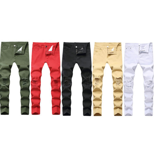 Beggar Ripped Jeans Men's Five-color Ripped Jeans Men's Slim