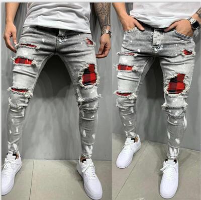 2024 High-quality Men's Jeans With Lacquer-ripped Fashion Je