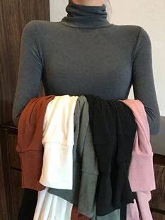 harajuku Black White Turtleneck Female T-shirts autumn Fashi