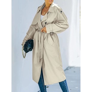 Women's Jackets Double Breasted Long rench Female Coat Class