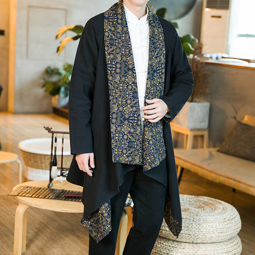 Japanese Long Windbreaker For Men And Women, Cotton And Line