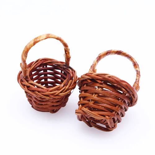 1PCS Dollhouse Miniature Rattan Woven Hand Willow Tiny Wicke