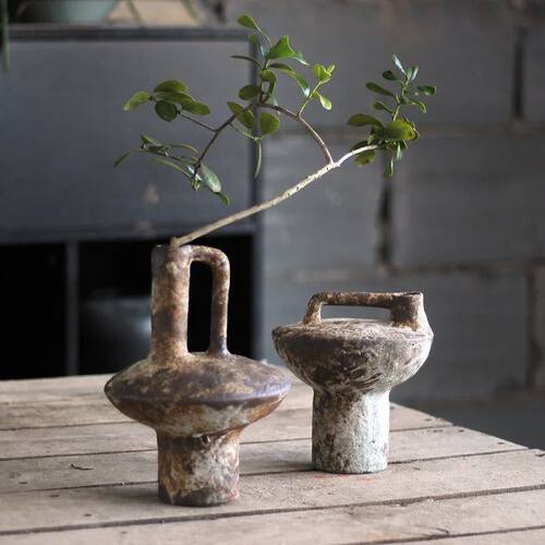 Ceramic Vase Rough Pottery Vase Flower Arrangement Vintage H