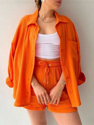 Women's Two-piece Set, Paired With Short Clothing, Casual, R