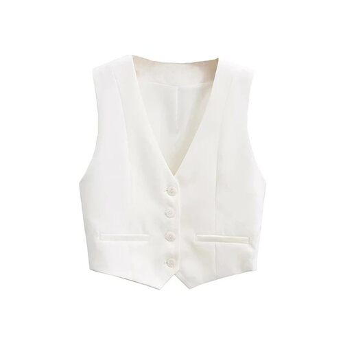 Aoaiiys Vest Women Cropped Waistcoat Fashion Front Buttons o