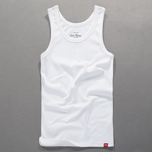 Simple Casual Men's Cotton Vest Solid Color Sretch Tight Spo
