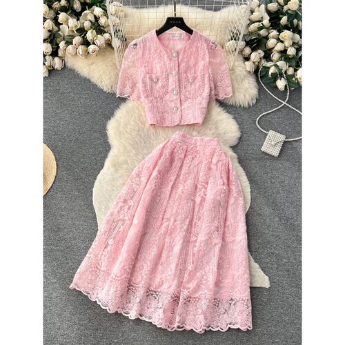 Summer Korean Small Fragrance Style Lace Set Two Piece Suit