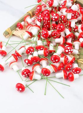 50Pc Mini Red Coloful Mushroom Garden Dotted Small Potted DI