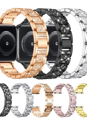 Applicable To  Iwatch567se Watch Three-bead Diamond Stainles