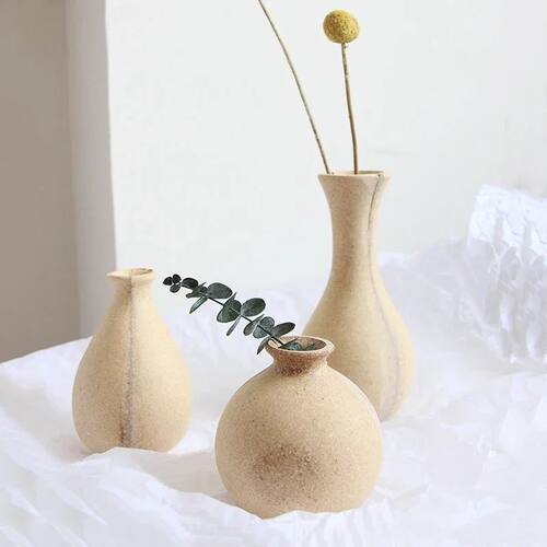 Wooden Flower Vase Retro Art Flower Bottle Dining Table Deco