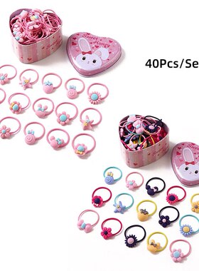 40Pcs/Set Cute Flowers Bows Baby Elastic Hair Bands Cartoon