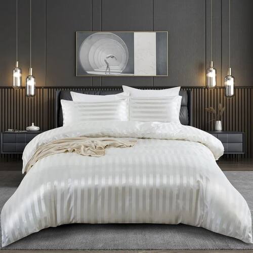 Satin Striped Duvet ver Full/Queen/King/Single/Double Size S