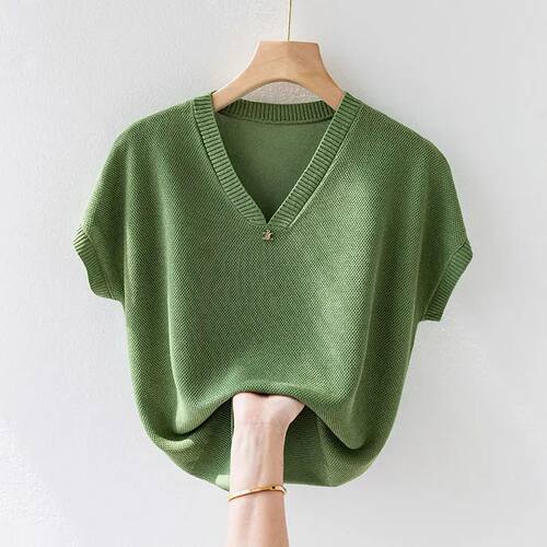 Summer Ice Silk Short Sleeve T-shirt Women's Loose Outwear K