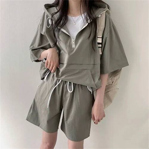 Sets for Women 2 Pieces Sweat Suit Summer Shorts T-shirt Hoo