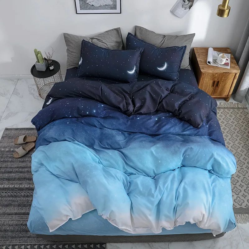 Night Starry Sky Bedding Set Galaxy Moon and Star Duvet ver