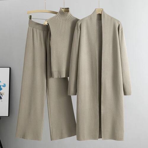 Spring Autumn 3 Piece Women Cardigan Tracksuits Fashion Knit