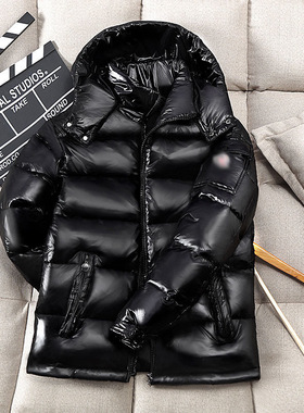 Glossy Down Jacket For Men And Women, Short Style Hooded And