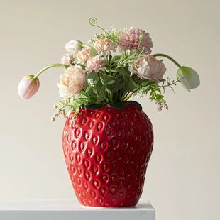 Strawberry Vase Ceramic Vase Cartoon Fruit Floral Arrangemen