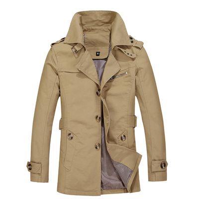 Men's Windbreaker Men's Business Mid-length Jacket Men's Lar