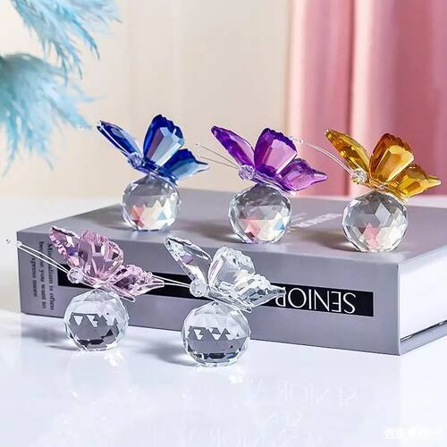 1pcs Crystal Butterfly with Ball Figurine Home Wedding Decor